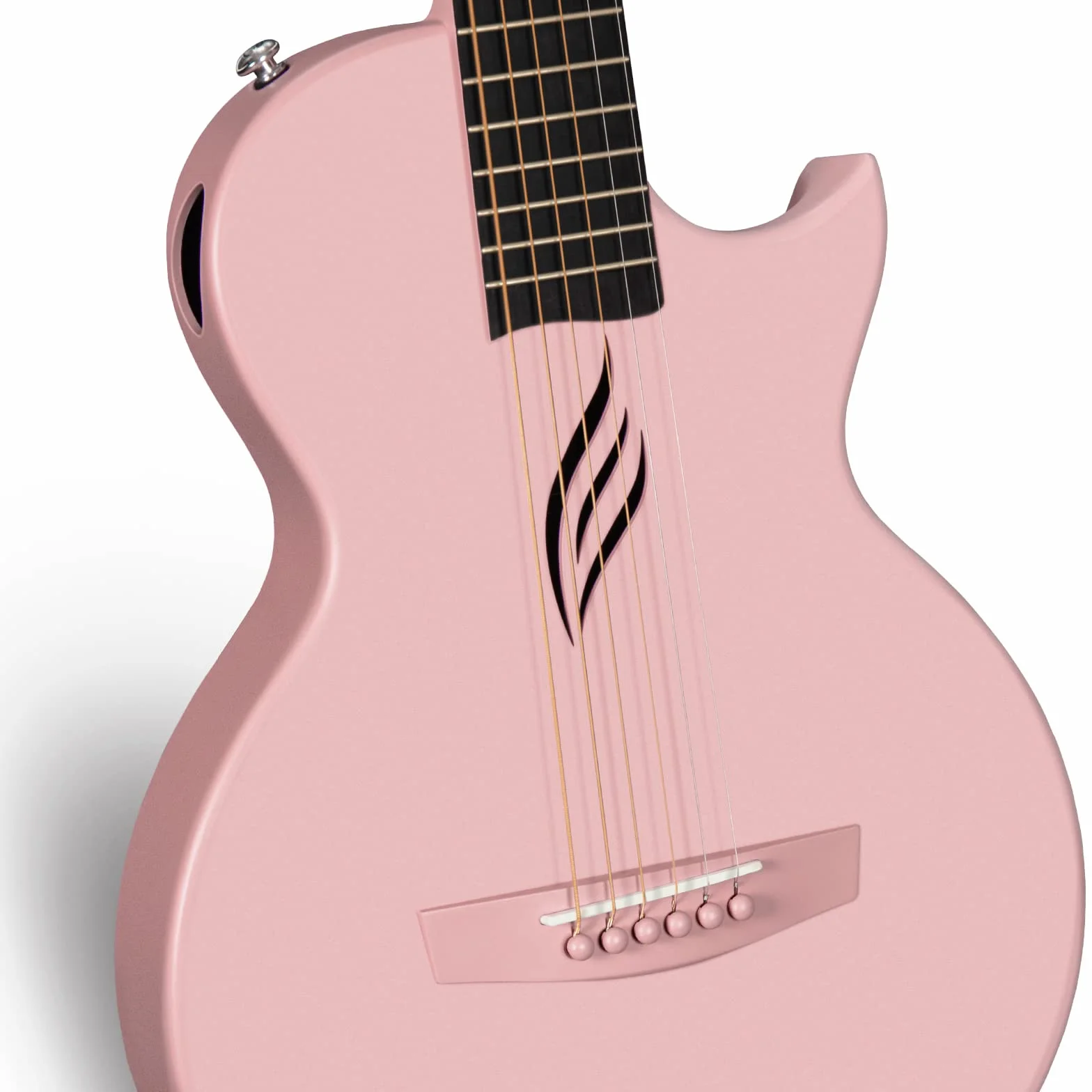 Enya Nova Go - Kit de iniciación de guitarra acústica moldeada integral de fibra de carbono de 33 pulgadas con estuche de guitarra y correas de (rosa)