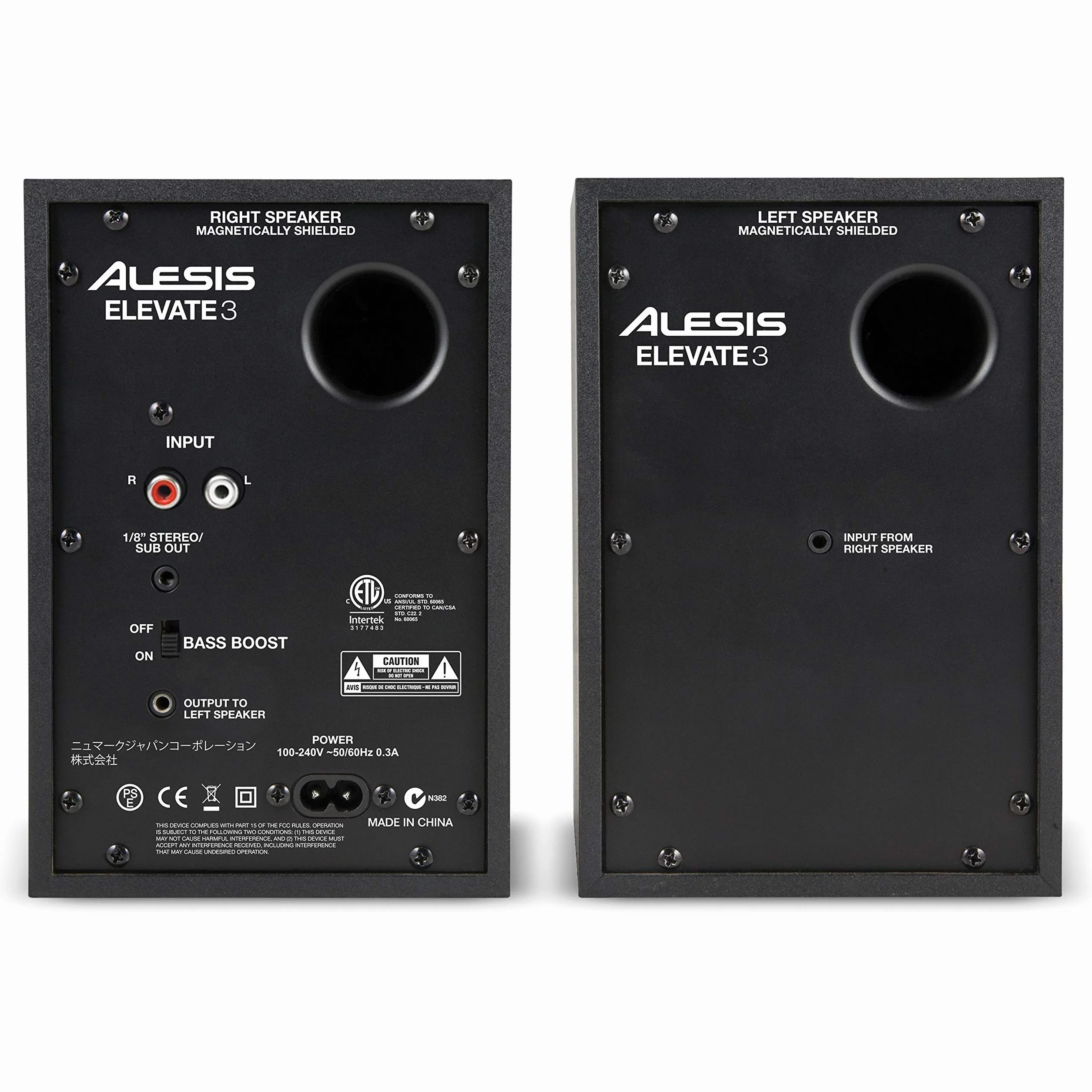 Alesis Elevate 3 MKII - Pareja de Altavoces de Escritorio y monitores de Estudio amplificados, para producción Musical, PC/Mac, Multimedia, Juegos, 60W