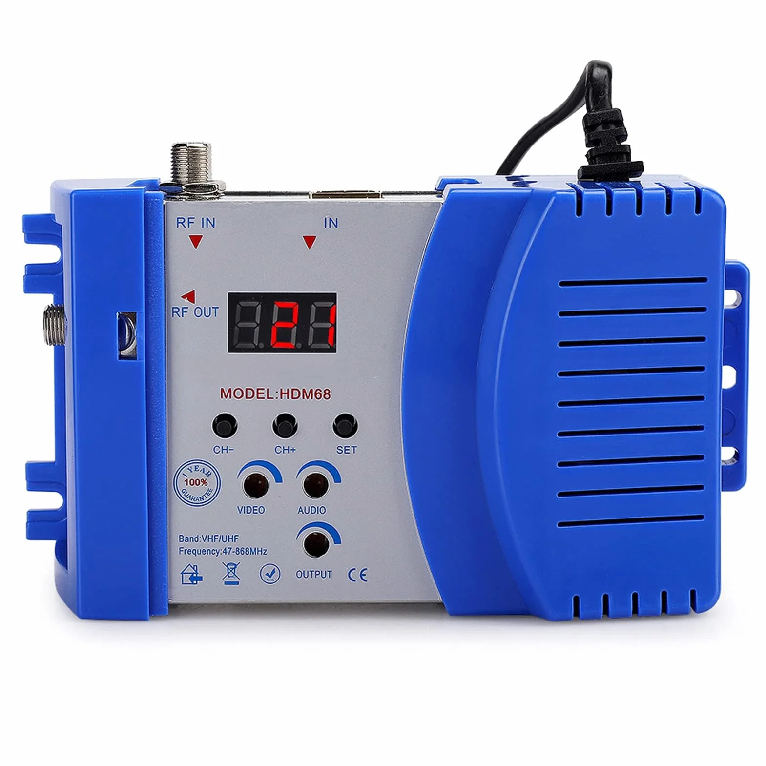 Agatige Modulador para TV, Modulador HD HDM68 Digital HDMI RF VHF/UHF Frecuencia Accesorios de Computadora Enchufe de la UE 100-240V