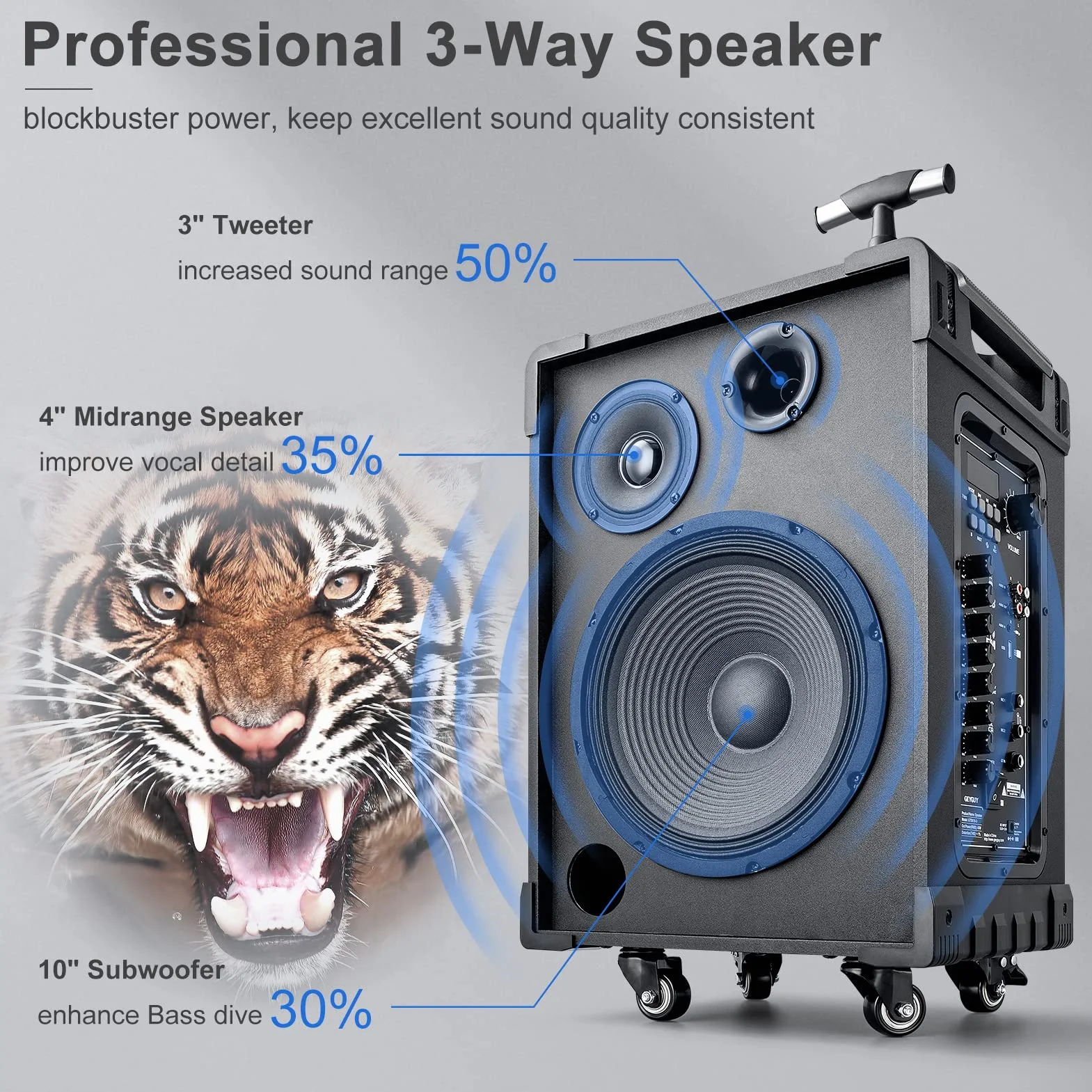 Máquina de Karaoke Adulto, Altavoz Bluetooth Portátil c/ 2 Micrófonos inalámbricos, Sistema PA c/TWS para Fiestas Grandes, Exterior, Sonido estéreo para Eventos masivos, soporta USB/TF/Rec/AUX/FM