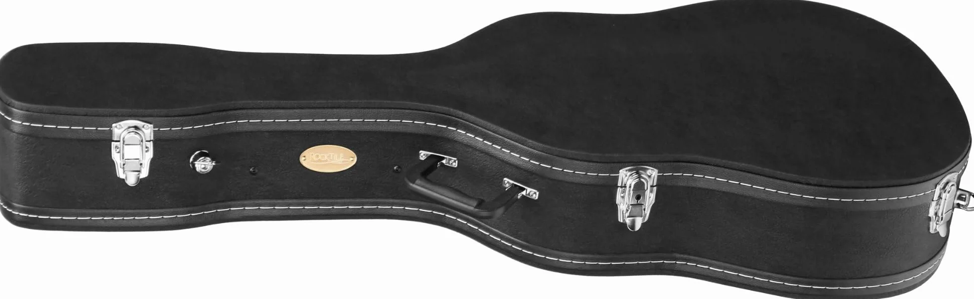 ROCKTILE Estuche Deluxe 4/4 (para Guitarra Western, Guitarra clásica y Guitarra acústica, Compartimento Interior Integrado con Cierre, Negro)