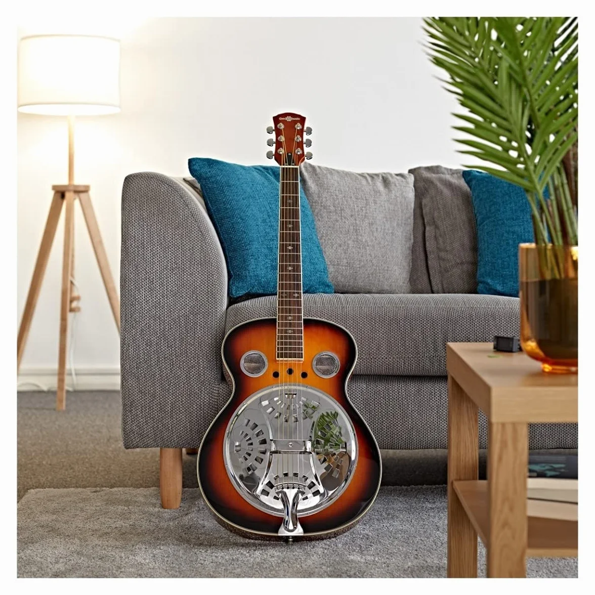 Guitarra Resonadora de Cuello Redondo, Sunburst Cuerpo de madera de Gear4music