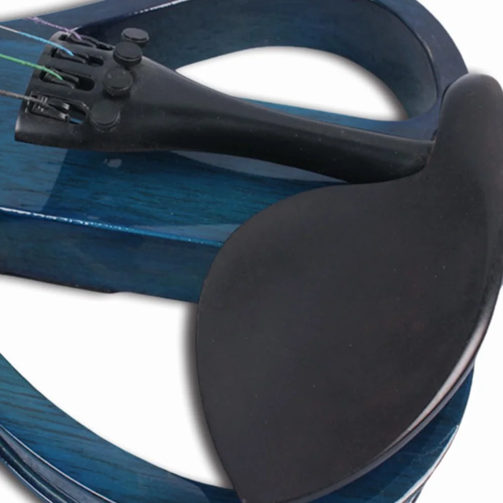 Violín eléctrico de 4 cuerdas, tamaño completo 4/4, violín eléctrico silencioso negro, madera maciza azul, violín eléctrico de colores mezclados con accesorios de ébano, kit de