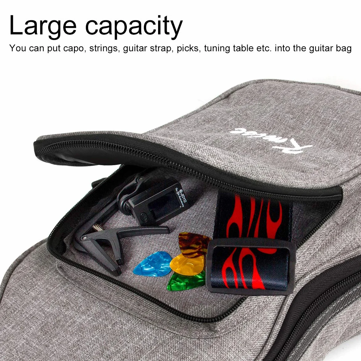 Funda de Transporte Flexible para Ukelele con Doble Correa y 3 púas