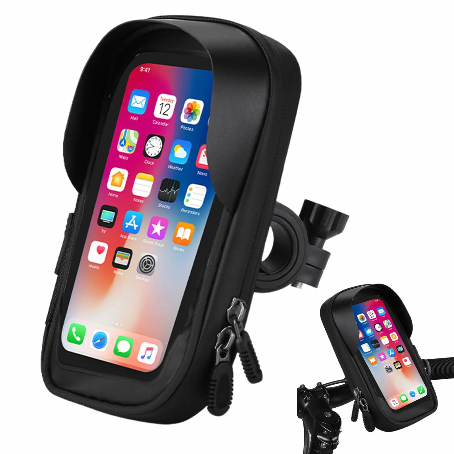 Soporte Móvil Bicicleta Moto Impermeable Cubierta de Lluvia para Teléfono hasta 4.5-6.5 Porta Móvil MTB Bici Ciclismo Rotación 360 °con Ventana para Pantalla Táctil