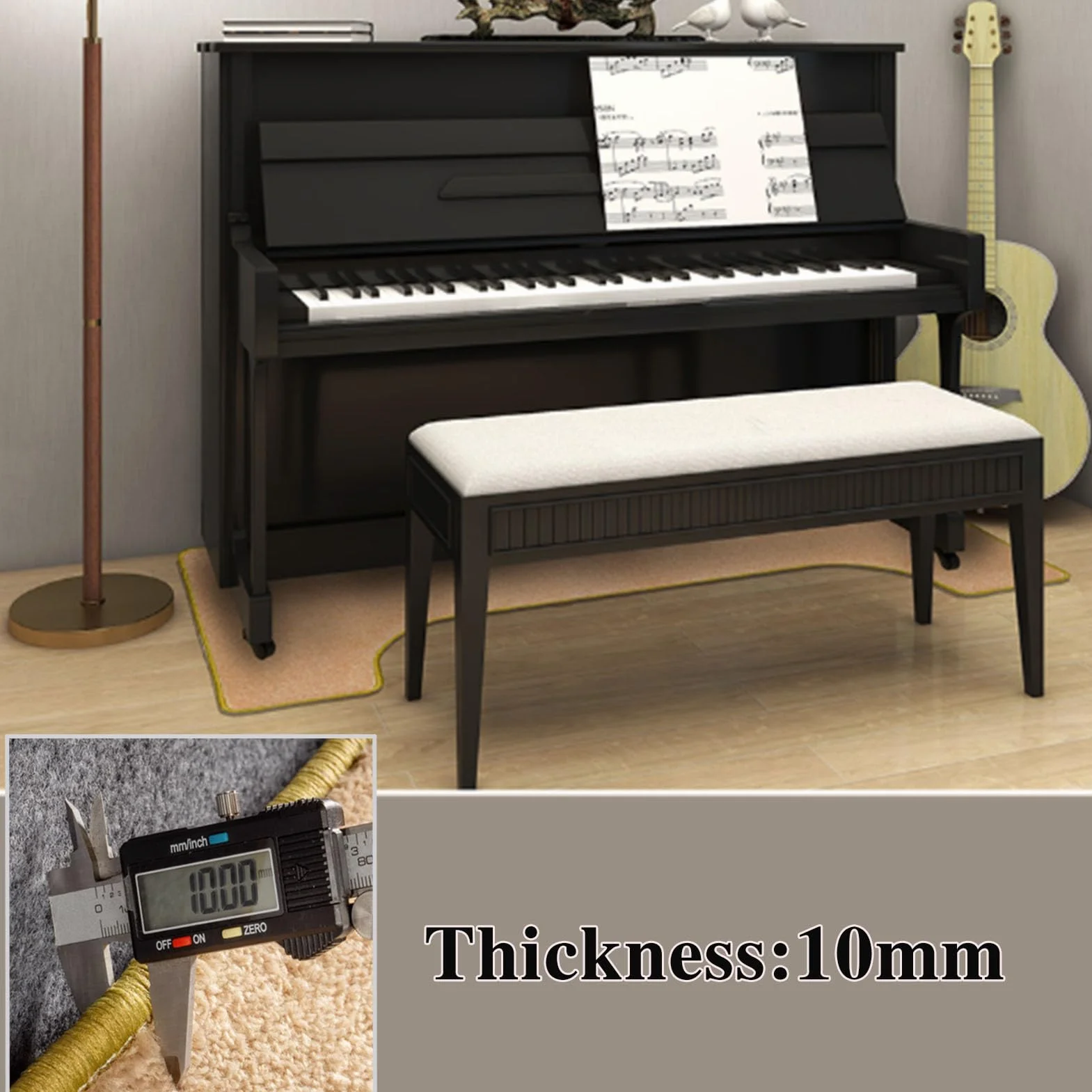 Alfombras Acusticas Piano Alfombra Insonorizacion Antideslizantes Alfombra Insonorizacion de Batería Electrónica Alfombrilla Protectora Vertical de Piano 160 x 70 cm