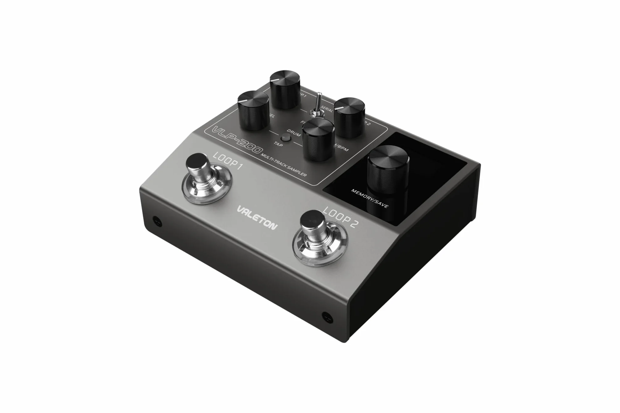 Valeton VLP-200 Pedal de looper doble para guitarra, bajo y voz (estación de loops, looper de guitarra, 2 canales, 24 bits, 99 proyectos, 7 h de grabación, 100 patrones de batería, MIDI), negro