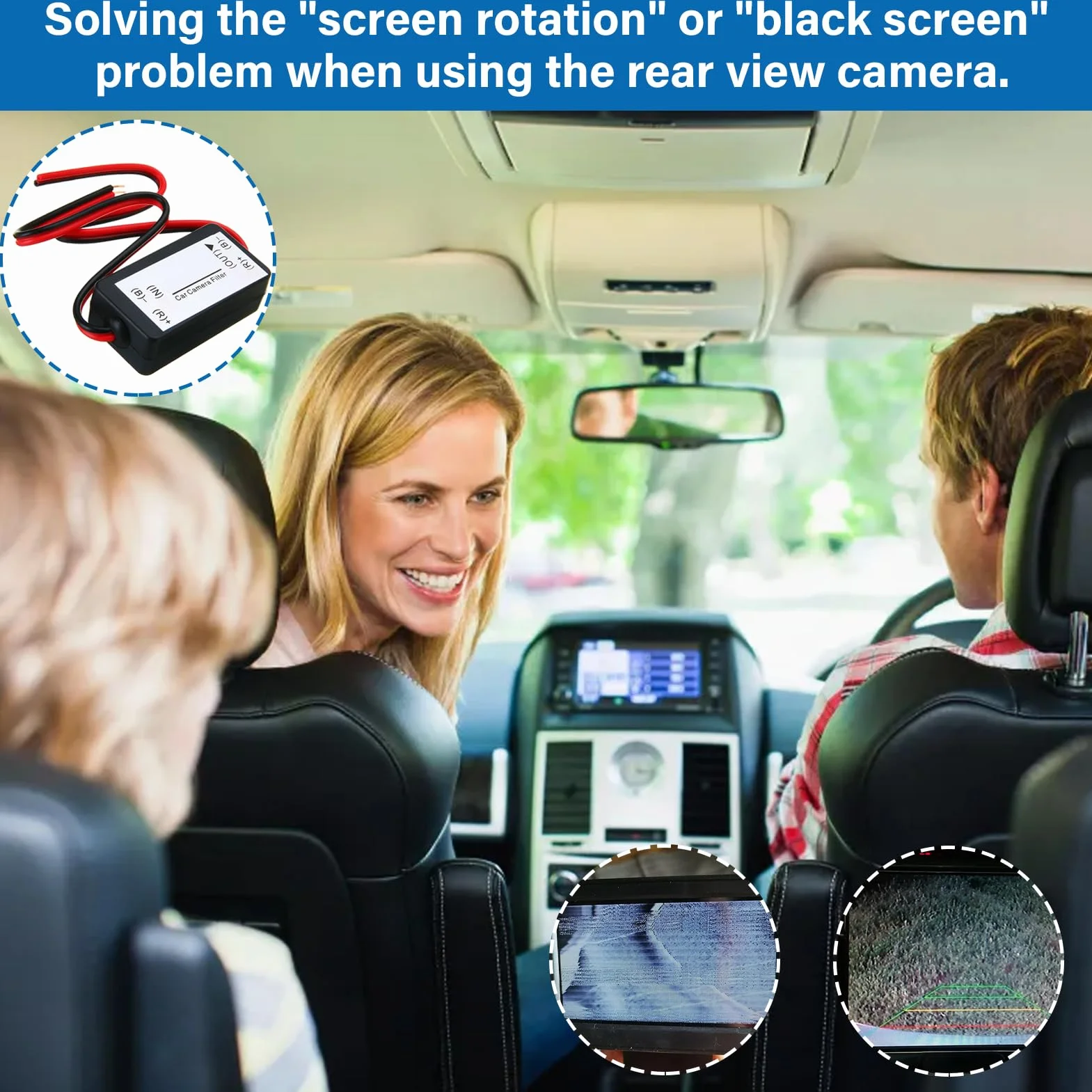Filtro De Cámara De Visión Trasera para Coche, Filtro De Señal 12 V DC, Condensador Y Rectificador para Cámara De Visión Trasera Inversa, Solución Antiparpadeo Respaldo, para VW, Skoda, Audi, BMW