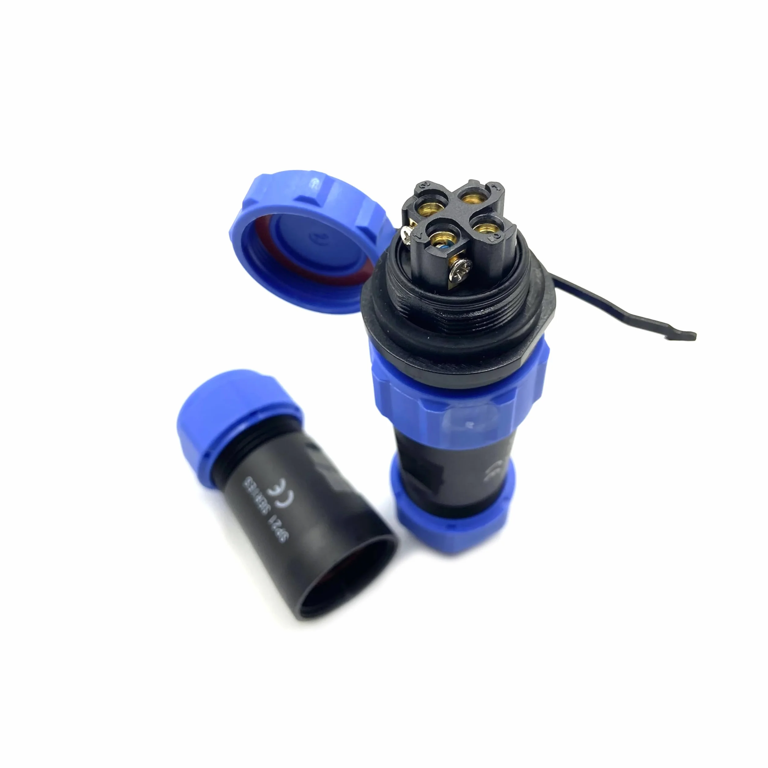 Conector Enchufe de aviación SP21 de 4 pines, IP68 Enchufe de aviación sin soldadura impermeable y a prueba de polvo para lámparas exteriores utiliza 500V 30A (engarzado de tornillo de cable 12 AWG)