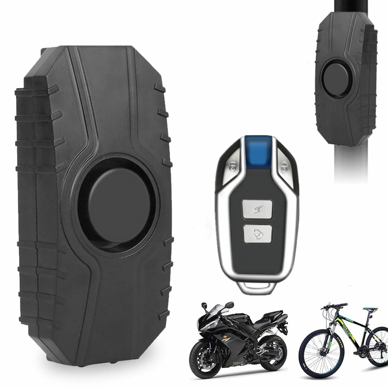 Sistema de alarma antirrobo para bicicleta, 113 dB, sensor de vibración, inalámbrico, antirrobo, sistema de alarma de seguridad con mando a distancia para bicicleta, moto, scooter