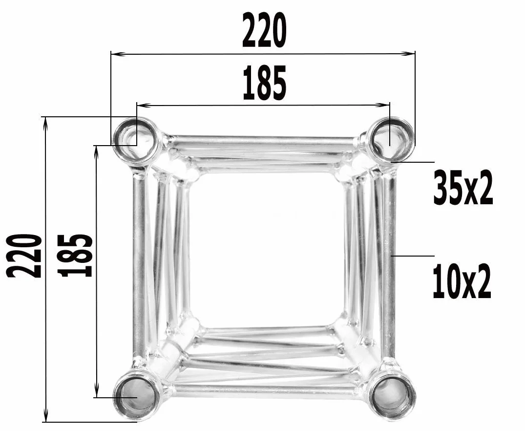 Aluminio Sistema Trussing rama, Traverse 4 puntos, Deco Truss T220 – 4, longitud 150 cm – Aluminio Travesaños aluminio Truss aluminio Sistema Trussing rama Traverse