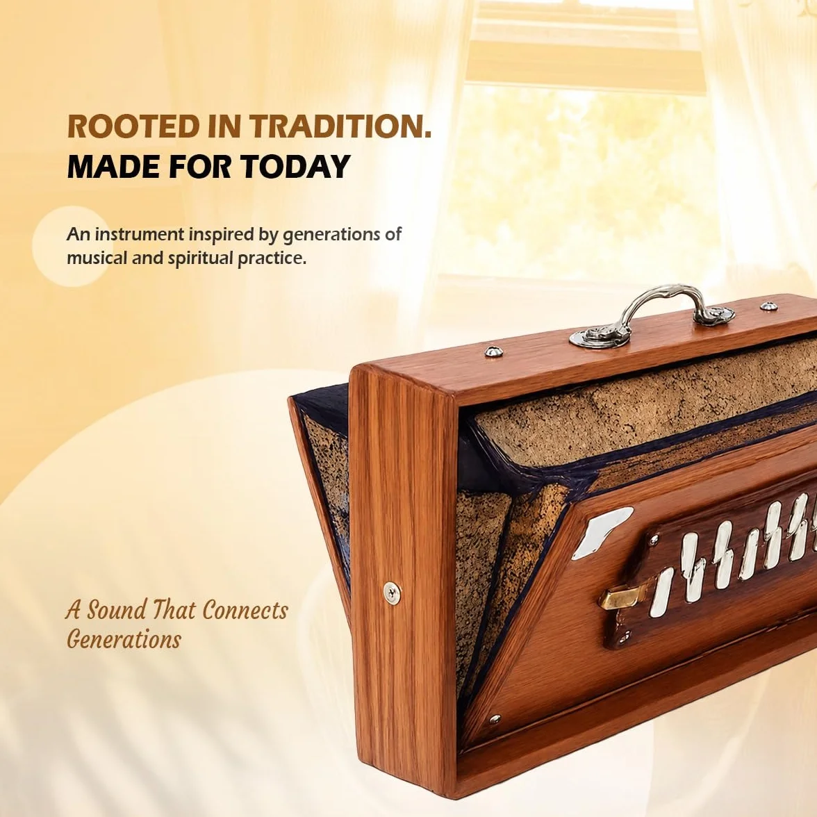 Caja Shruti grande, madera de teca maciza Sur Peti con bolsa, caja Shruti sintonizada a 432 Hz, Shruti de 40,6 cm con bolsa