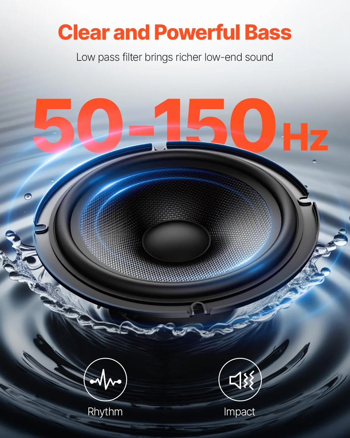 VEVOR Subwoofer para Debajo del Asiento 203mm 120W RMS Altavoz Compacto Amplificador Incorporado Control Remoto