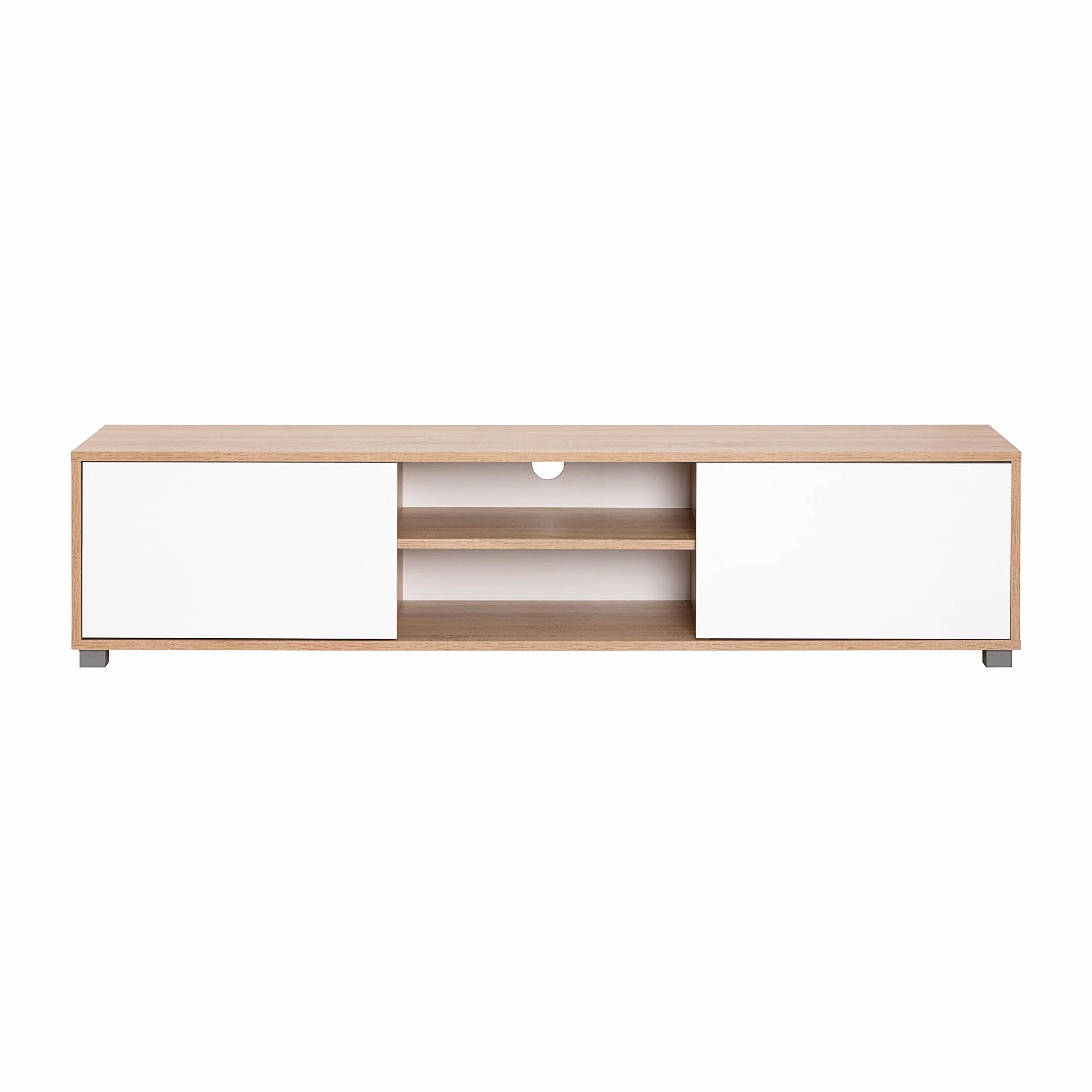 Mueble TV Salon Mesa para TV Color Roble y Blanco 180 x 40 x 41 cm. Atenea