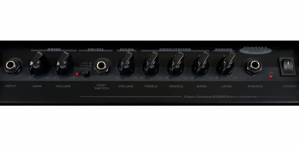 Combo de Guitarra Classic Cantabile SG200R - Amplificador de 20 vatios (RMS) - Altavoz de 8" - 2 Canales (Clean y Overdrive) - Reverberación de muelles Ajustable