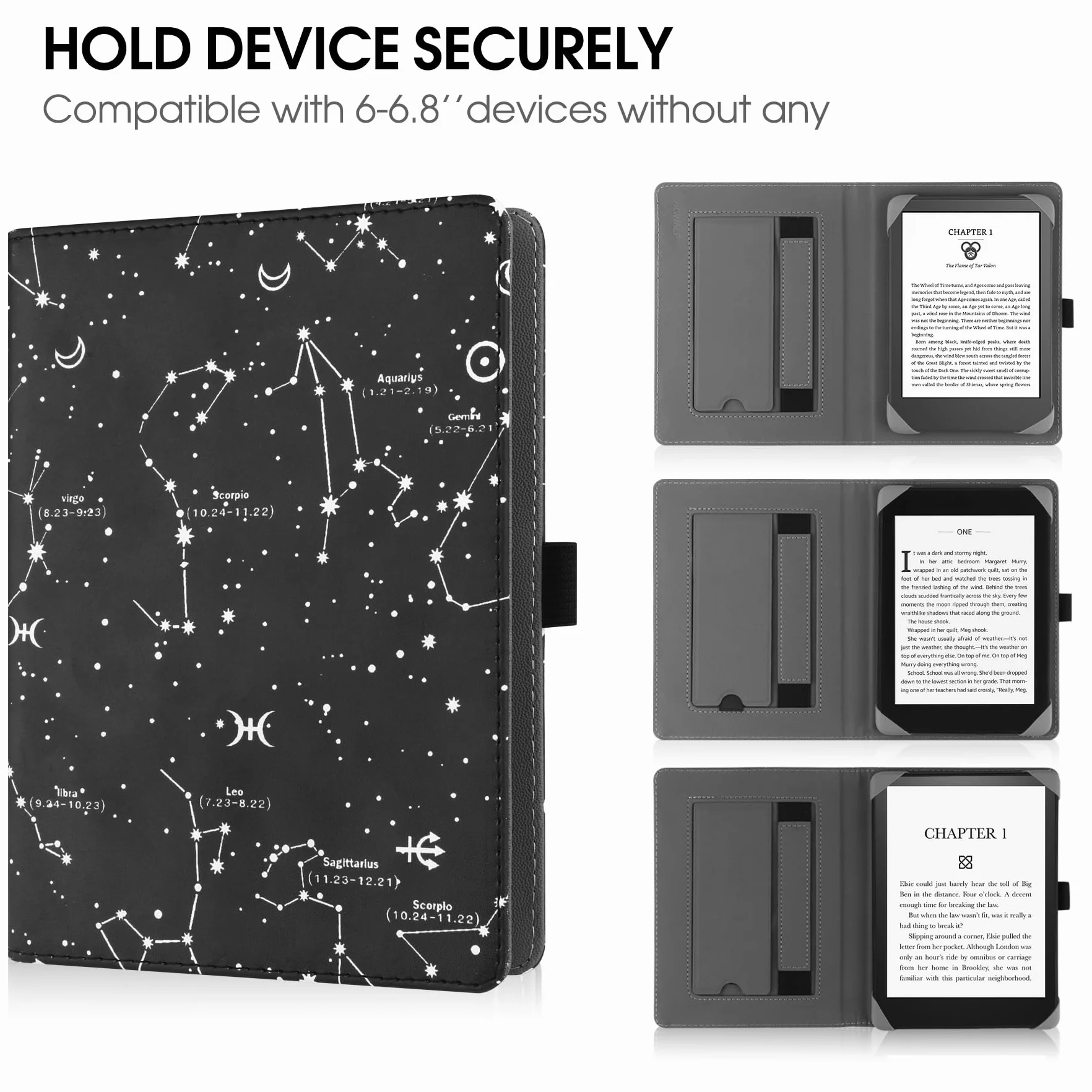 Funda Universal para Kindle Paperwhite 6" eReader, Folio Soporte con Correa Compatible con Kindle 2024/Kindle Paperwhite/Kobo/Tolino/Pocketbook/Sony