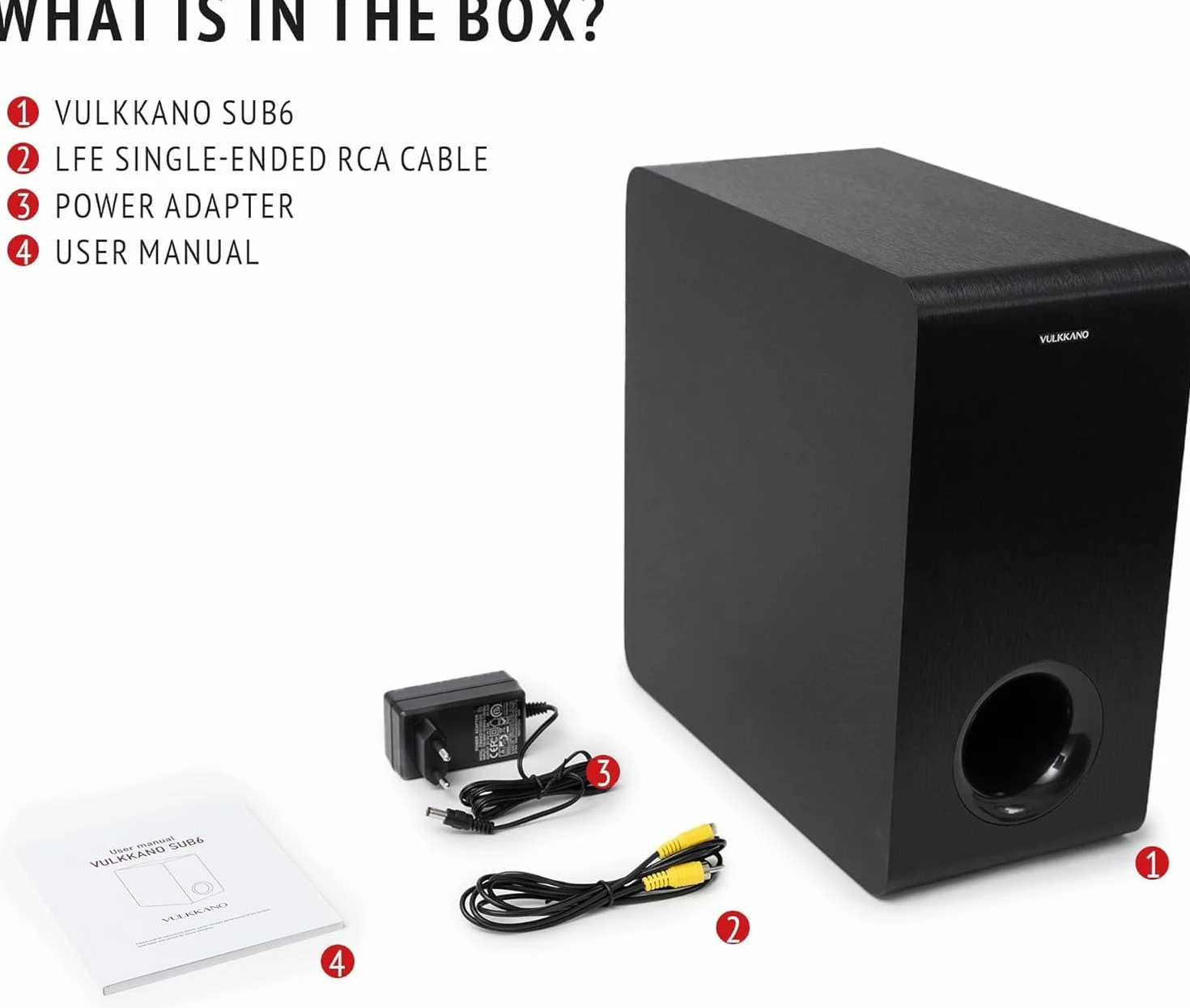 VULKKANO SUB6 MKII Subwoofer Activo 6 Pulgadas 50Hz-200Hz Cine en Casa Música Videojuegos