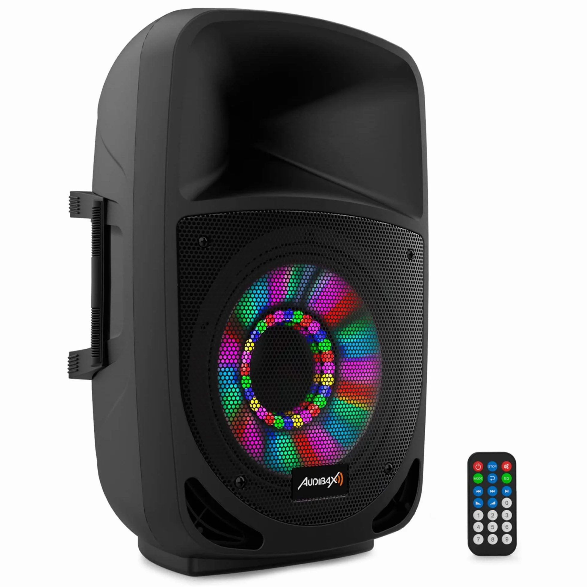 Audibax Vegas 10 - Altavoz Profesional con Bluetooth de 10" - Soporte Tripode y Mando Incluido - Potencia de 200W - Altavoz Amplificado - Conexión USB/SD - Altavoz con Bluetooth - Iluminación LED